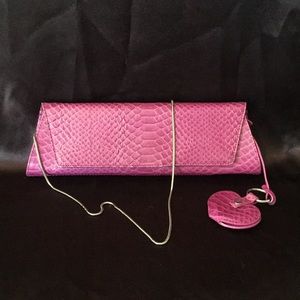 Valerie Stevens Leather Croc-Embossed Clutch, NWOT